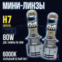 Светодиодные лампы с линзой H7 mini радиатор